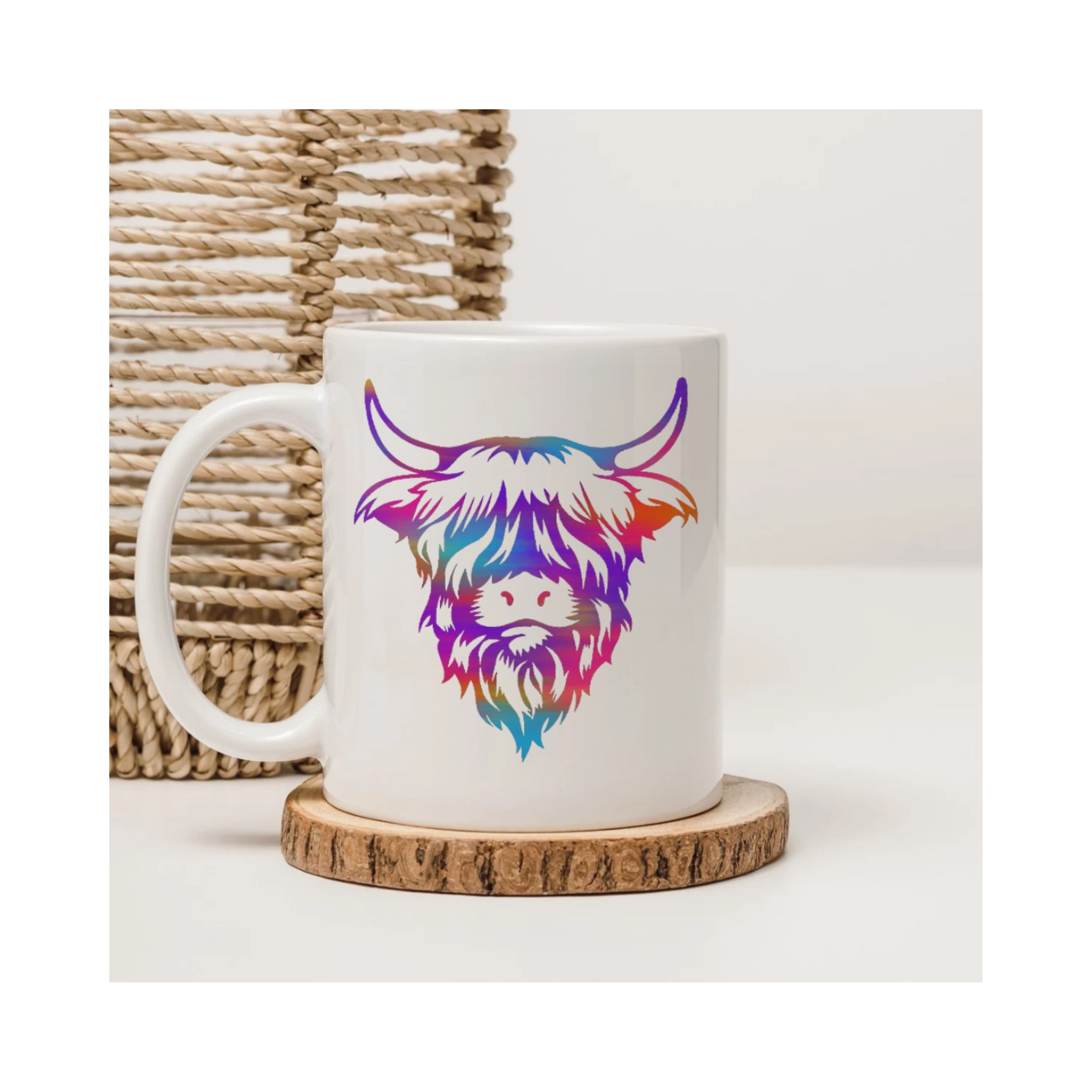 Vibrant Highland Cow Art Mug – Bright & Quirky Animal Lover Gift