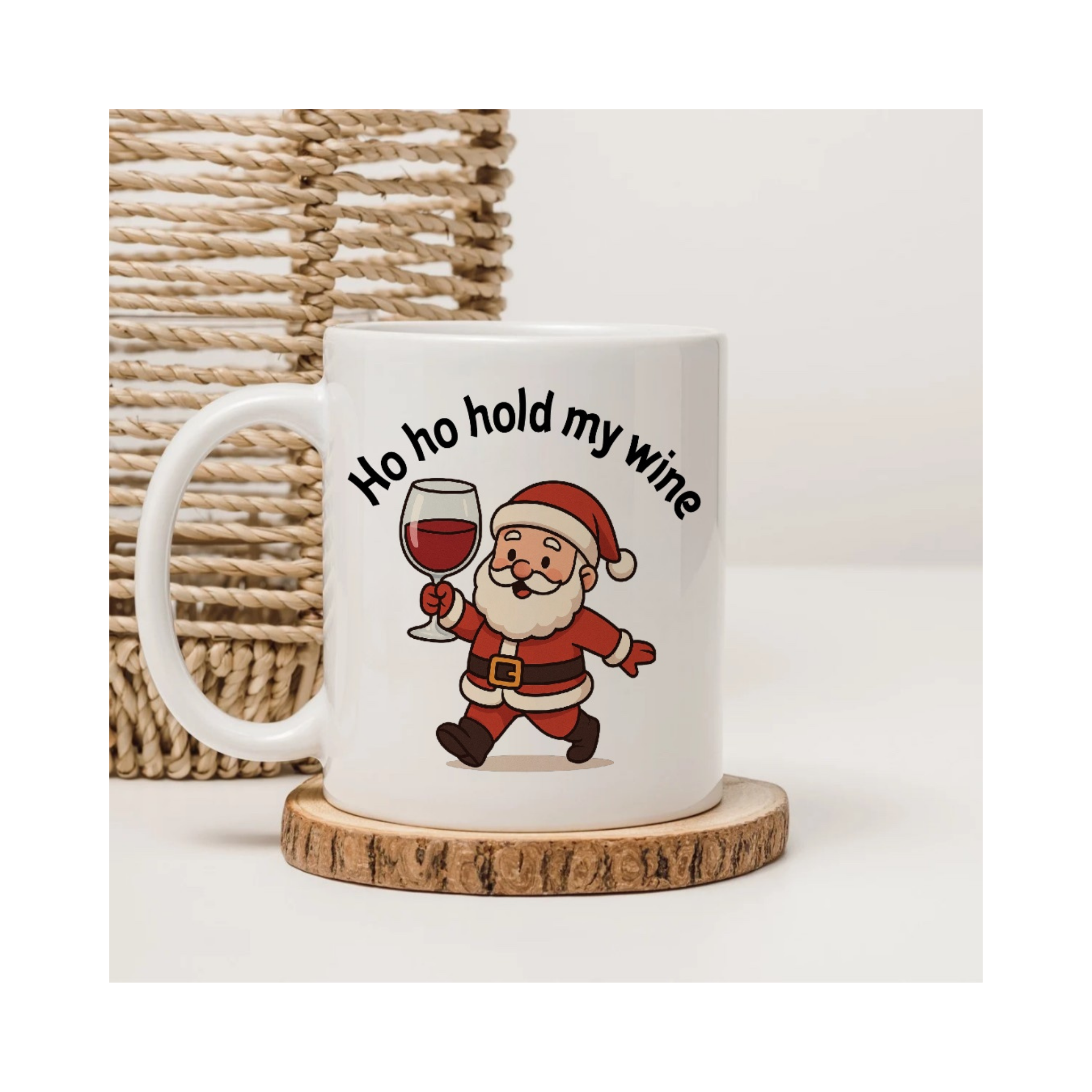 “Ho Ho Hold My Wine” Mug – Funny Santa Christmas Cup