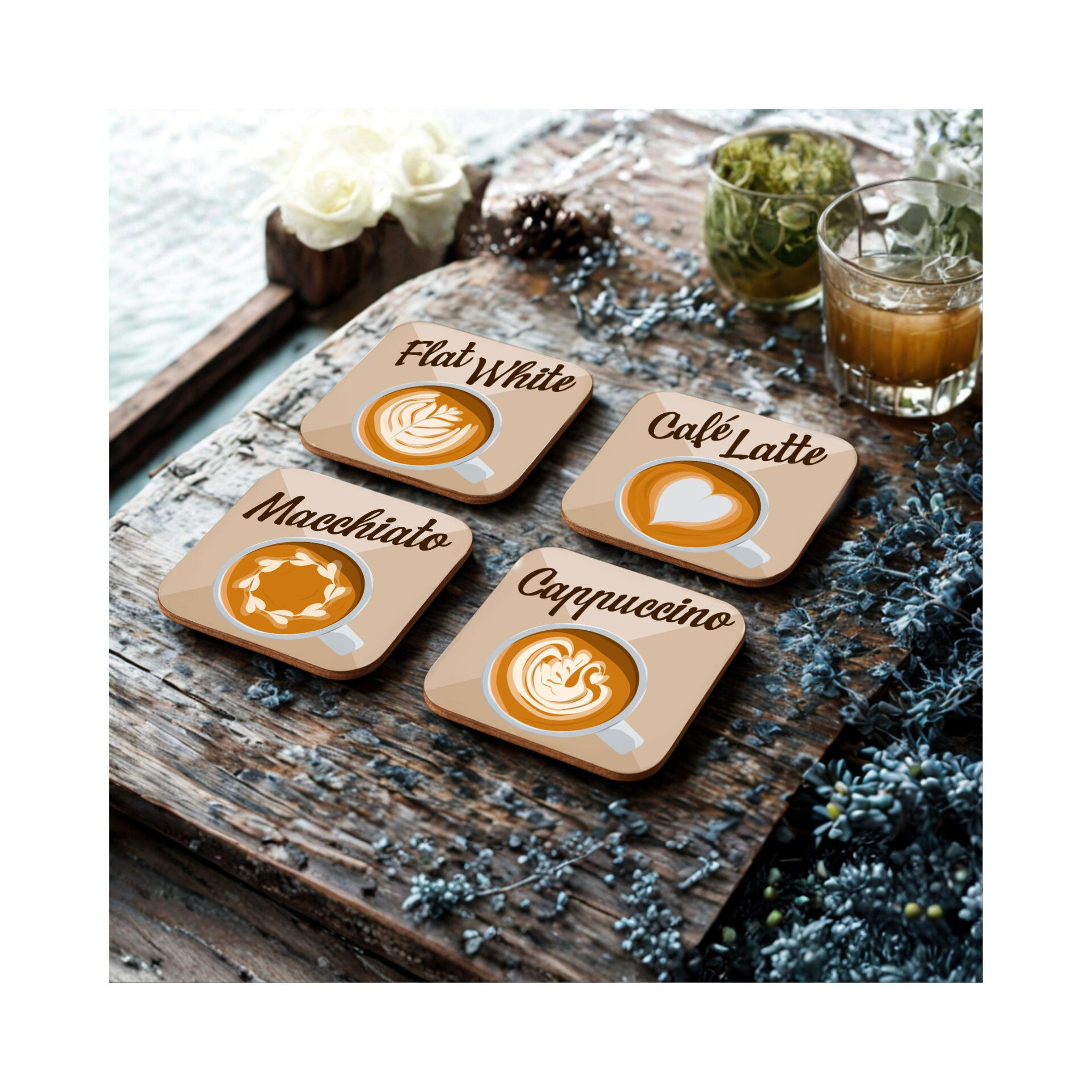 Barista Style Coffee Coasters – Latte Art Coaster Set for Coffee Fans