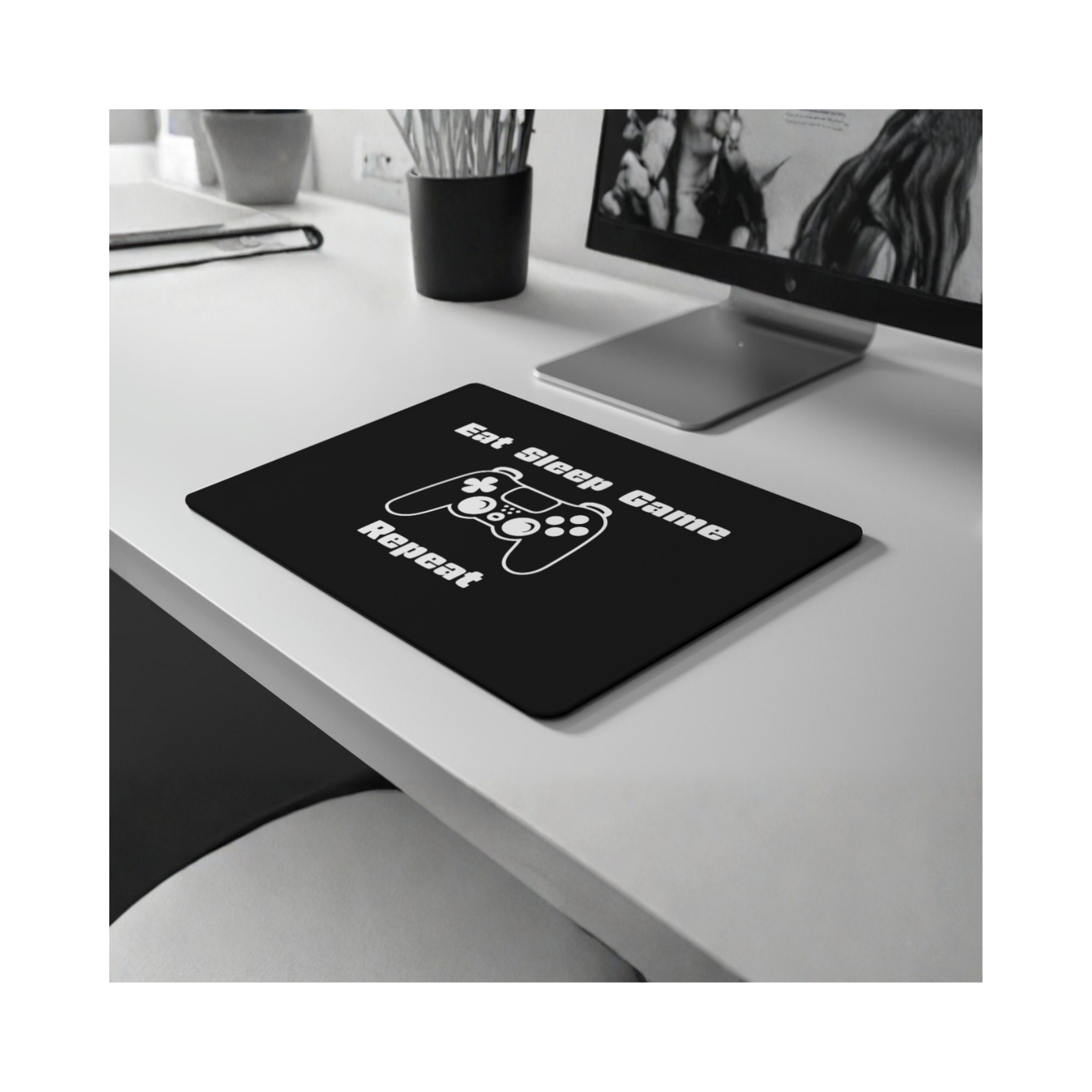 Eat Sleep Game Repeat Gaming Mouse Mat – 20×28cm Neoprene