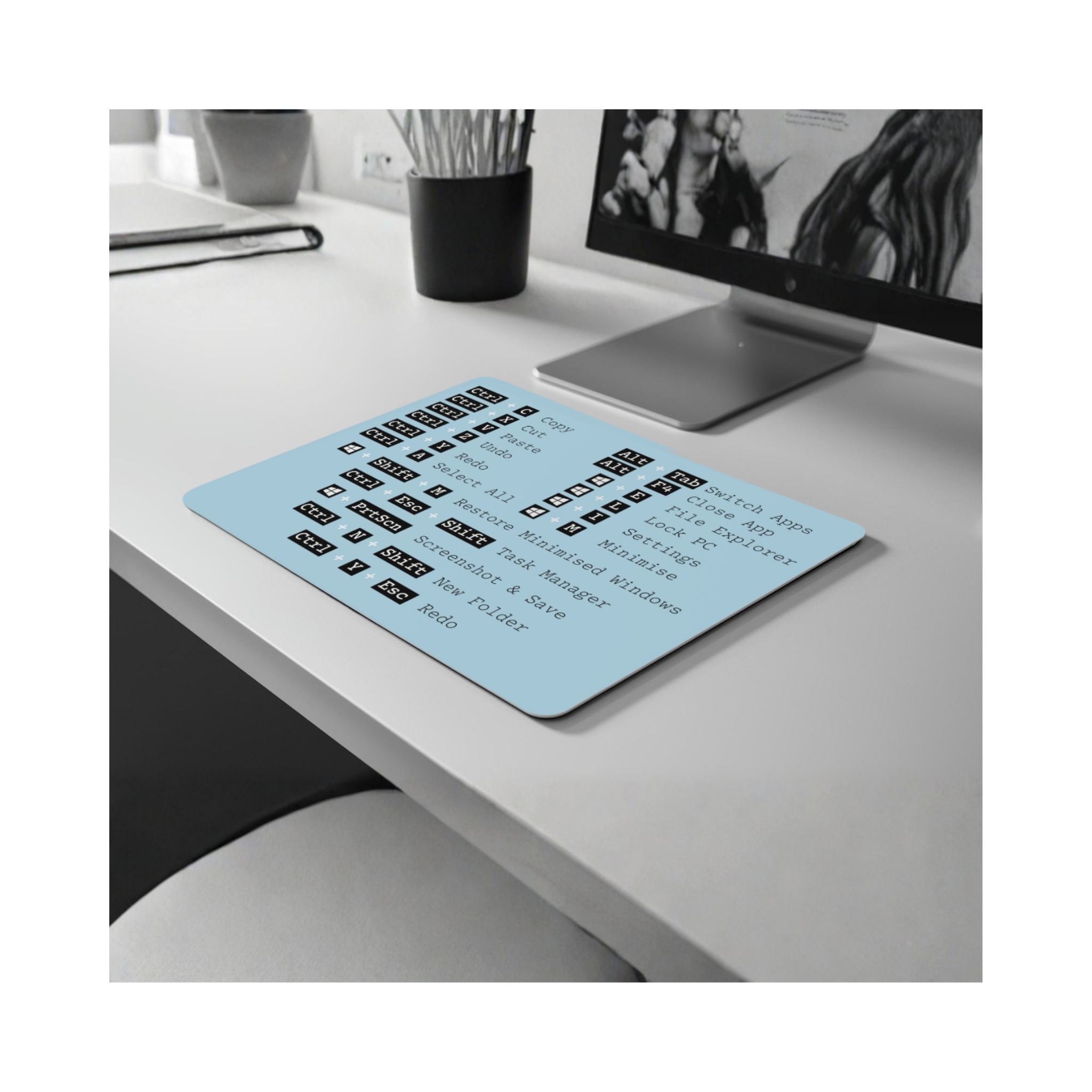 Microsoft Shortcut Mouse Mat – 20×28cm Neoprene Shortcut Guide