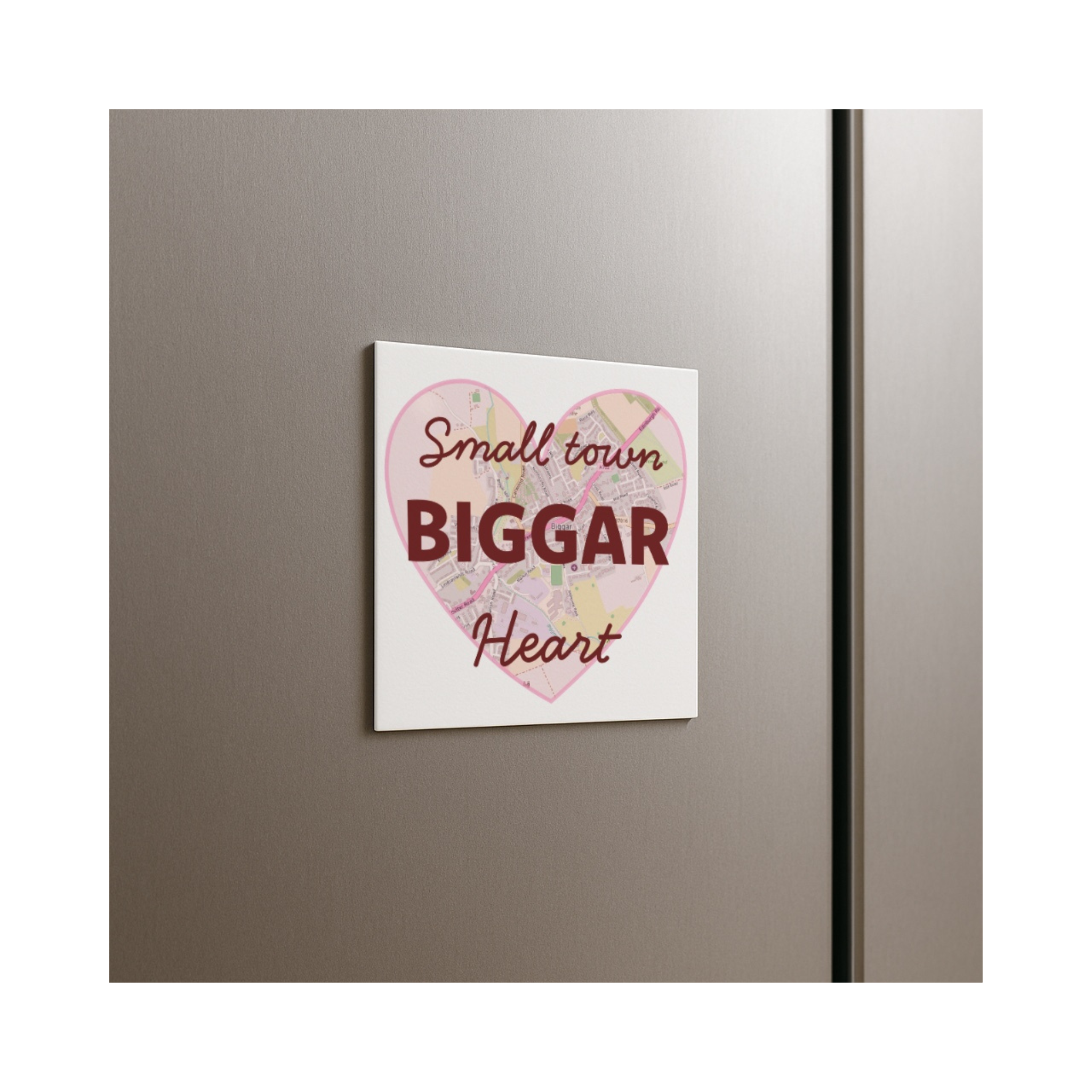 "Small Town Biggar Heart" Magnet – 7.5cm Biggar Scotland Fridge Magnet