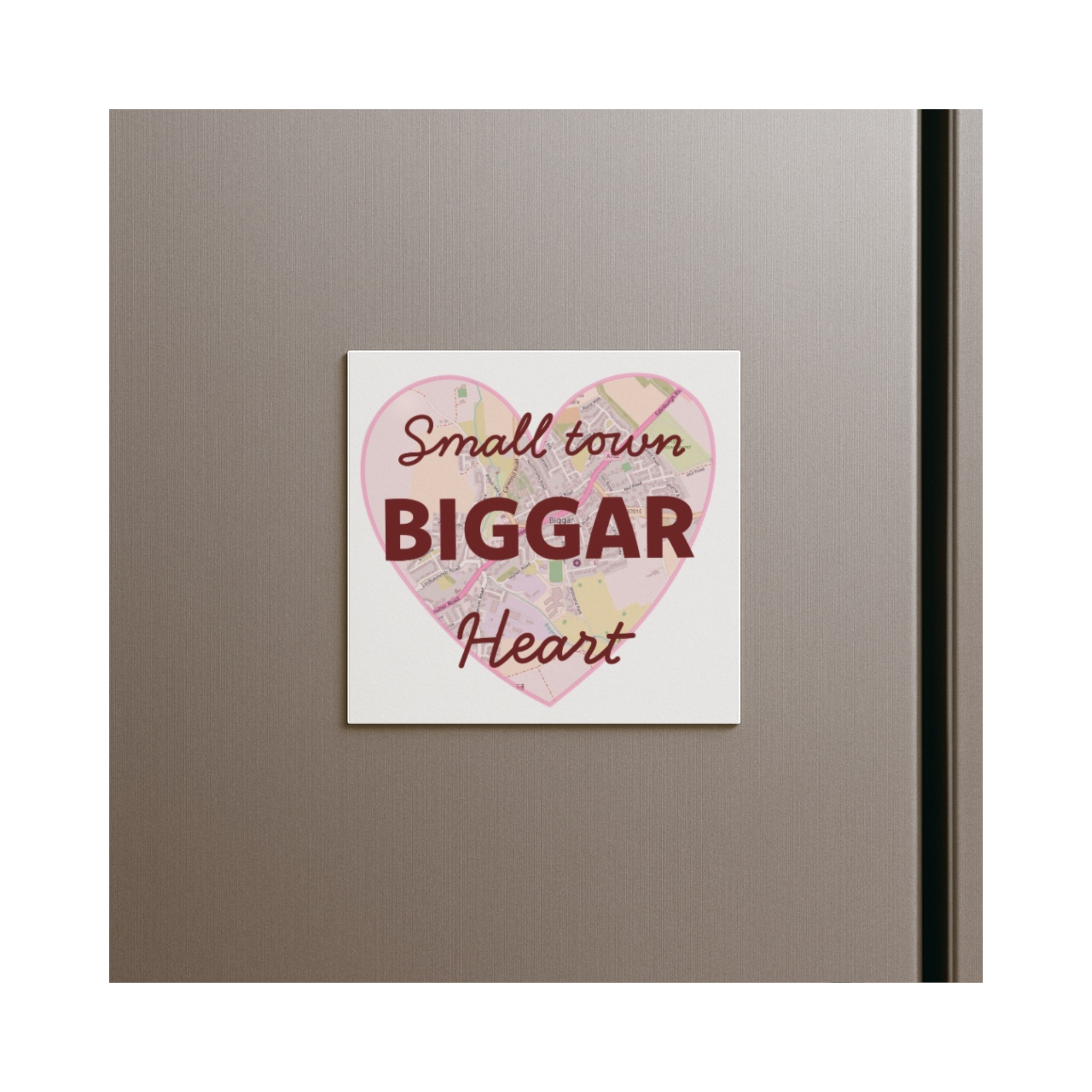 "Small Town Biggar Heart" Magnet – 7.5cm Biggar Scotland Fridge Magnet