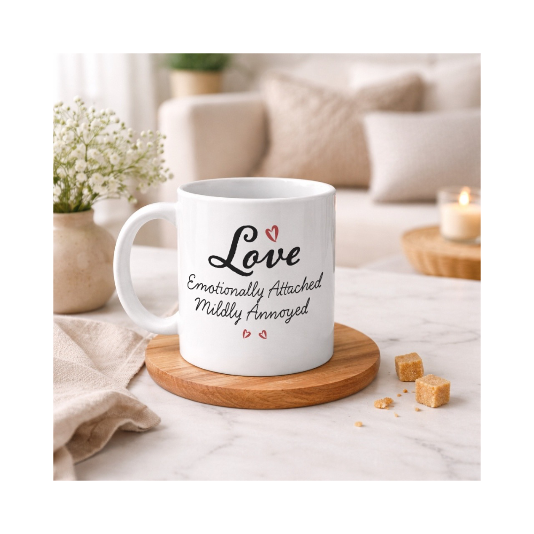 Love Emotionally Attached Mildly Annoyed Mug | Funny Couple Coffee Mug